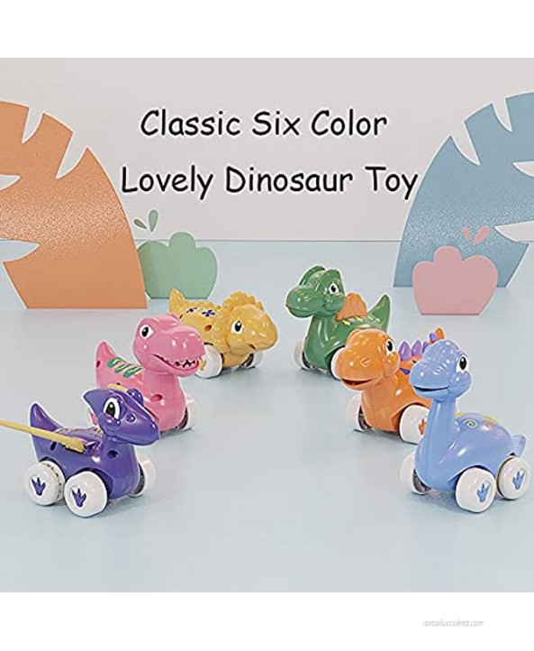 GOOUIE Dinosaur Toy Pull Back Car 6-Piece Set of Tyrannosaurus Triceratops Pterosaurs and Other Models of Pull Back Dinosaur Car Toys Children's Toy Suitable for Children Aged 3 and Over