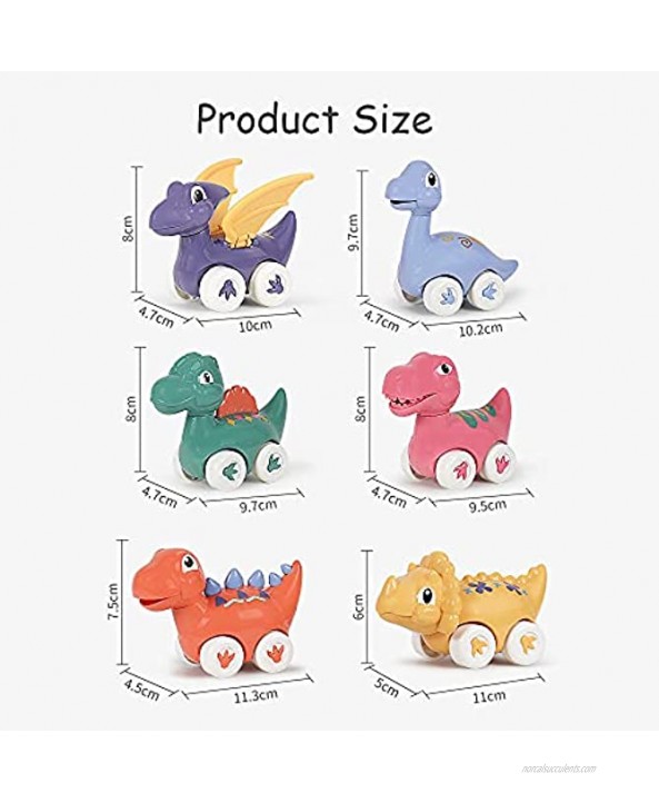 GOOUIE Dinosaur Toy Pull Back Car 6-Piece Set of Tyrannosaurus Triceratops Pterosaurs and Other Models of Pull Back Dinosaur Car Toys Children's Toy Suitable for Children Aged 3 and Over