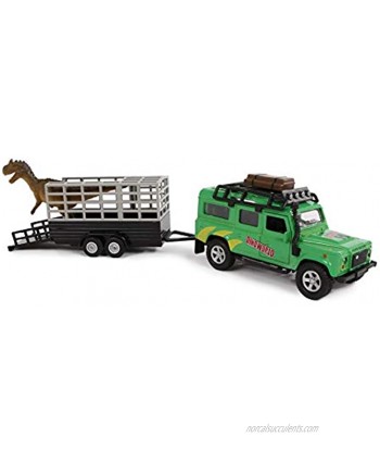 Kids Globe Land Rover Vehicle with Dino on Trailer The Cast Pullback; 29 cm 520178
