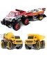 Mozlly Bundle of Friction Powered Construction Dump Truck & Concrete Mixer with Sounds & Lights & Monster Truck with Speed Boat Trailer Playset Push & Go Fun Toy Cars 3 Pc Set Styles May Vary