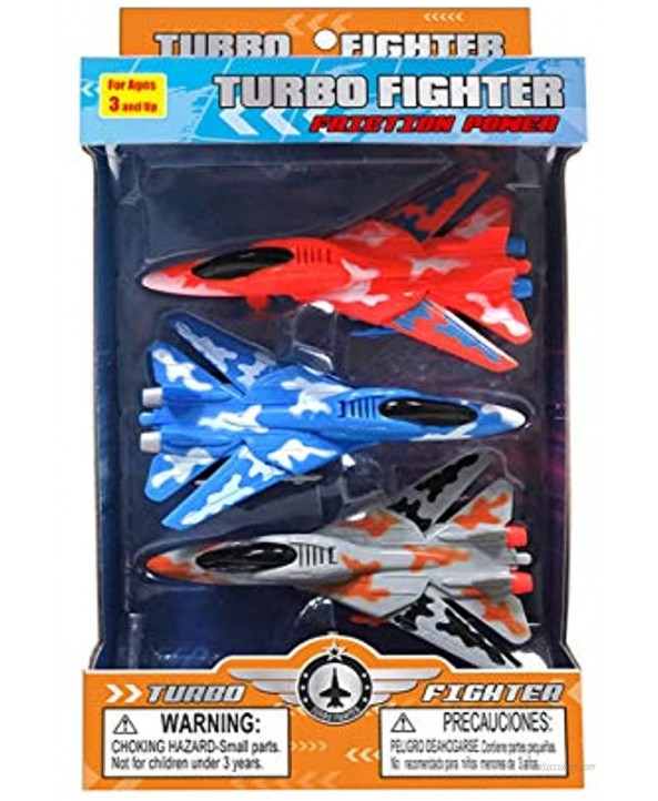 Mozlly Friction Powered Turbo Jets Camouflage Military Action Fighter Pull Back and Play Model Airplane Toy Air Force Thunderbird Combat Aircraft Plane for Little Boys Girls Children 3 pc Set