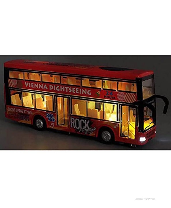 Nuoyazou Simulation Sound and Light Toy Car Boy Double-Decker Bus Model Alloy Pull Back Toy Car Gift Open Door Metal Toy Car Decoration