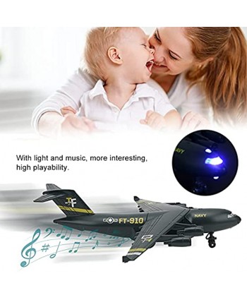 Pull-Back Aircraft Toys Diecast Model Airplane 8.7 inch Alloy Excellent Simulation Pull Back Design for Birthday Gift for KidsBlack