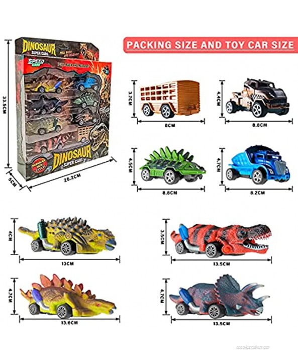 Pull Back Car Dinosaur Toys Car Toys for Toddler Boys 8 Pack Set
