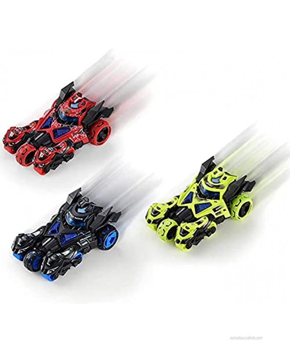 PZJDSR Pull Back Cars Vehicle Motorcycle Toy Car Launcher Race Car Pull Back Vehicle Car with Sounds and Lights Die-Cast 3 in 1 Catapult Race Chariot for Boy Birthday and Holiday Best Gift-Red