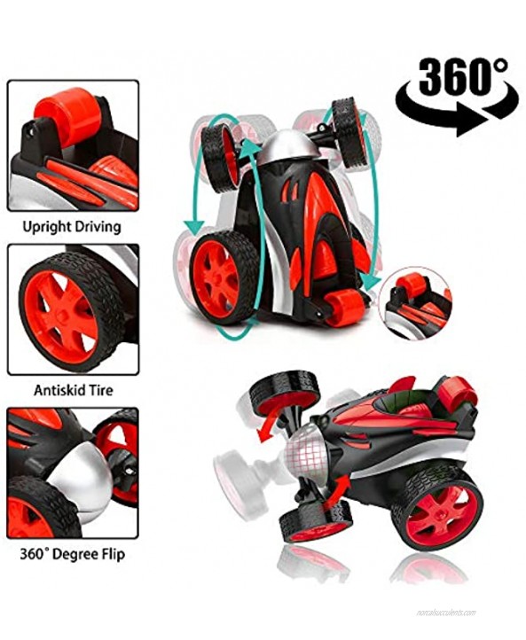 RC Stunt Cars for Kids Remote Control Car Stunt Vehicle High Speed 360 Degree Rotation Flip Racing Car Upright Driving Toys for Boys Girls Red