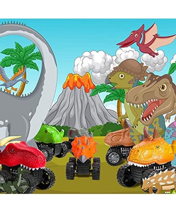 Sumind 10 Pieces Dinosaur Toy Pull Back Cars Dinosaur Adventure Track Birthday Party Toys Dinosaur Games for Boys and Girls