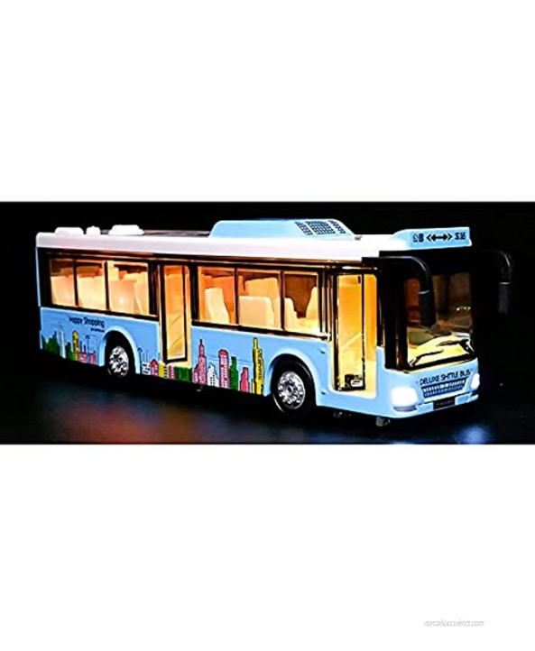 Xolye Alloy Bus Model Decoration Collection 3-8 Years Old Boy Metal Toy Car Gift Can Open Door Sound and Lamp Pull Back Urban Bus Toy Car