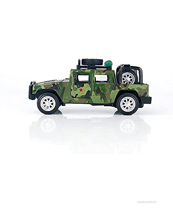 Xolye Simulation Sound Effect Children's Camouflage Off-Road Vehicle Toy Alloy Pull Back Military Series Pickup Truck Model Open Door Metal Children's Toy Car Gift