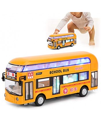 Zerodis 1:50 Alloy Car Toy Children Double Layer Bus Toy Simulation Kids Sound Light Pull-Back Car Toy for Kids Boys Girls Birthday Party FavorsYellow