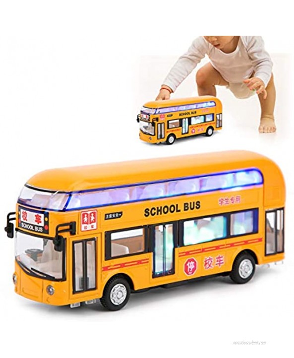 Zerodis 1:50 Alloy Car Toy Children Double Layer Bus Toy Simulation Kids Sound Light Pull-Back Car Toy for Kids Boys Girls Birthday Party FavorsYellow