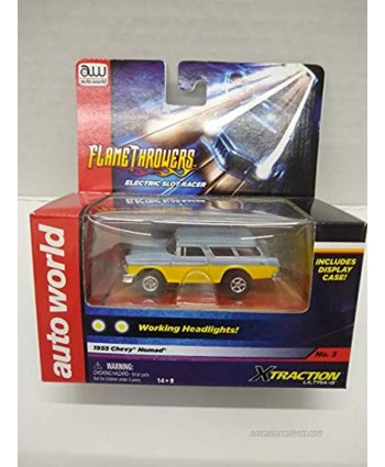 Auto World SC267 Flame Throwers 1955 Nomad Yellow and Gray HO Scale Electric Slot Car
