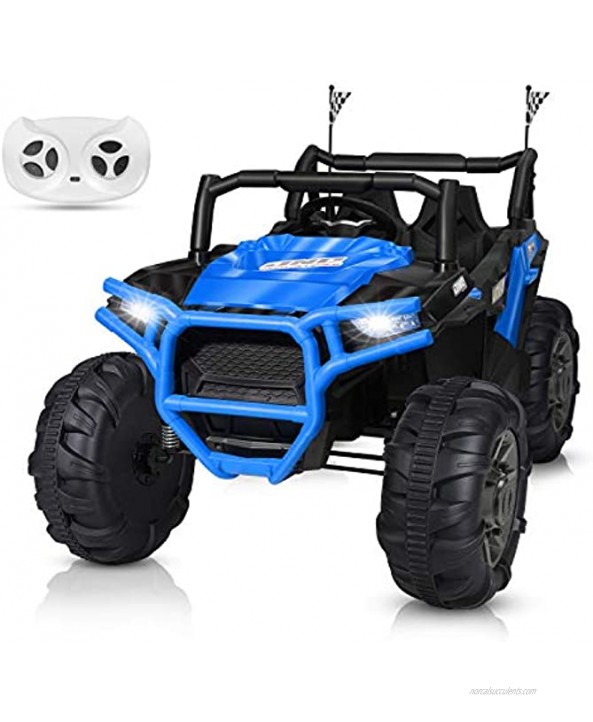 BAHOM 12V Kids Ride on Truck 2 Seater Electric Cars for Toddlers with Remote Control LED Light MP3 Bluetooth Music Player Easy to Assemble Blue