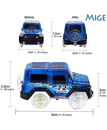 Car Track,Light Up Tracks Car2-Pack Glow in The Dark Racing Track Accessories Compatible with Most Tracks,Boys & Girls style1：red+Blue