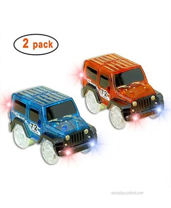 Car Track,Light Up Tracks Car2-Pack Glow in The Dark Racing Track Accessories Compatible with Most Tracks,Boys & Girls style1：red+Blue