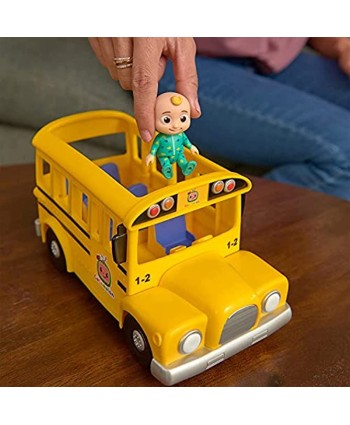 CoComelon Official Musical Yellow School Bus with Mini Vehicle Toy and Custom Increditoyz Toy Bag Bundled Set