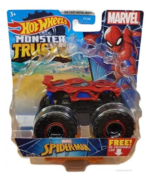 DieCast Hotwheels 2021 Monster Trucks Marvel [Spider-Man] 8 75 with re-Crushable car