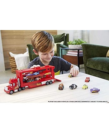 Disney Pixar Cars Mack Mini Racers Hauler with 5 Miniature Metal Vehicles Lightning McQueen’s Transporter Birthday Gift for Kids Ages 4 Years and Older