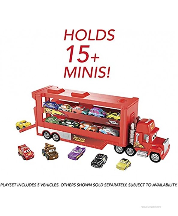 Disney Pixar Cars Mack Mini Racers Hauler with 5 Miniature Metal Vehicles Lightning McQueen’s Transporter Birthday Gift for Kids Ages 4 Years and Older