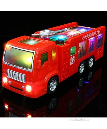 Electric Fire Truck Toy for Kids 3D Flashing Lights and Siren Sounds Bump Goes Around and Changes Directions Engine Truck Toys for Toddlers & Children Ages 3+ Years