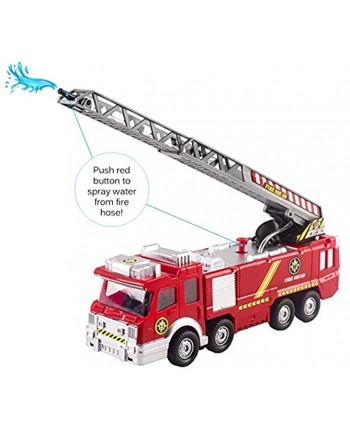 Fire Truck Toy Rescue with Shooting Water Lights and Sirens Sounds Extending Ladder and Water Pump Hose to Shoot Water Bump and Go Action by Vokodo