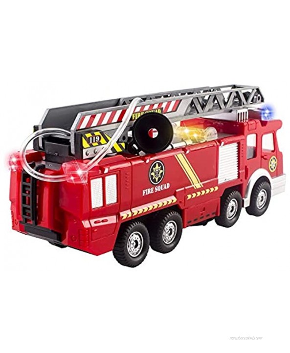 Fire Truck Toy Rescue with Shooting Water Lights and Sirens Sounds Extending Ladder and Water Pump Hose to Shoot Water Bump and Go Action by Vokodo
