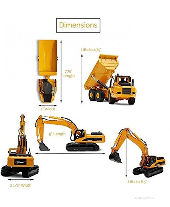 Gemini&Genius 2Pcs Construction Vehicle Toys Dump Truck and Excavator Set Heavy Metal 1 50 Scale Digger and Dumper Diecast Engineering Vehicle Toys for Kids and Decoration House