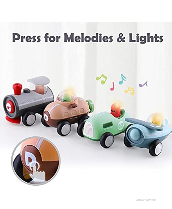 iPlay iLearn Baby Car Toys W Lights Music Toddler Push and Go Friction Powered Toy Set Kids Electronic Inertia Vehicle Playset Birthday Gift for 12 18 Month 1 2 3 Years Old Boys Girls Infants
