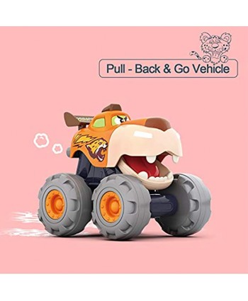 iPlay iLearn Monster Trucks Toy for Boy Big Play Foot Vehicles Pull Back Friction Powered Toddlers Push and Go Set Animal Toy Cars for 1 2 3 4 Year Old Boys Birthday Gift for 12 18 Month Kids