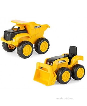 John Deere Tomy 6'' Dump Truck & Toy Tractor with Loader Construction Vehicle Set Yellow