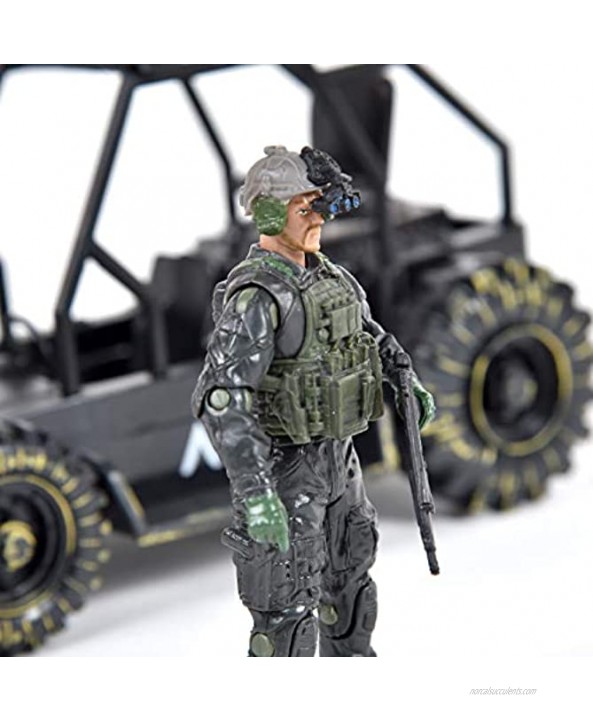 Sunny Days Entertainment Delta Attack Vehicle – Playset with Action Figure and Realistic Accessories | Military Toy Set for Kids – Elite Force