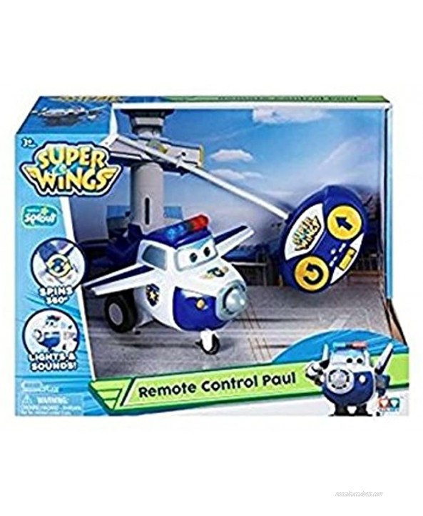 Super Wings Remote Control Paul | RC Police Airplane Toys | Easy to Control | Blue and White Vehicle | Best Gift for 3 4 5 Year Old Boys and Girls | Fun for Preschool Kids | Light and Sound Effects