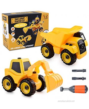 Take Apart Toys -Toy for Boys Construction Truck Dump Truck Cement Truck Excavator and Many More 3.4.5.6.7 Year Olds Toys Gift for Boys Kids Stem Building Toy… Dumper & Excavator