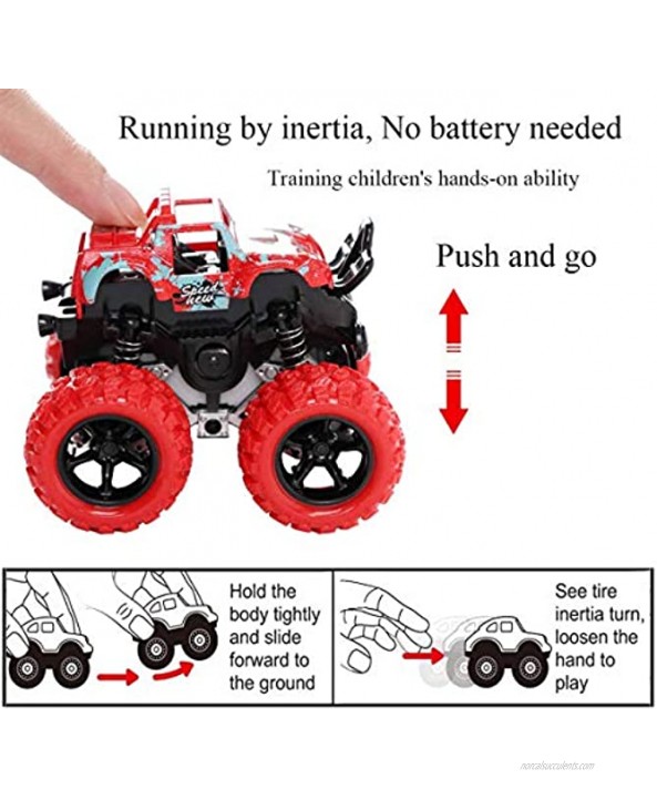 Toy Cars for Kids 1 5 Years Old Boys Girls Monster Trucks Push & Go Car Toy Durable Big Wheels 360 Rotating Stunt Toy Vehicle Purple
