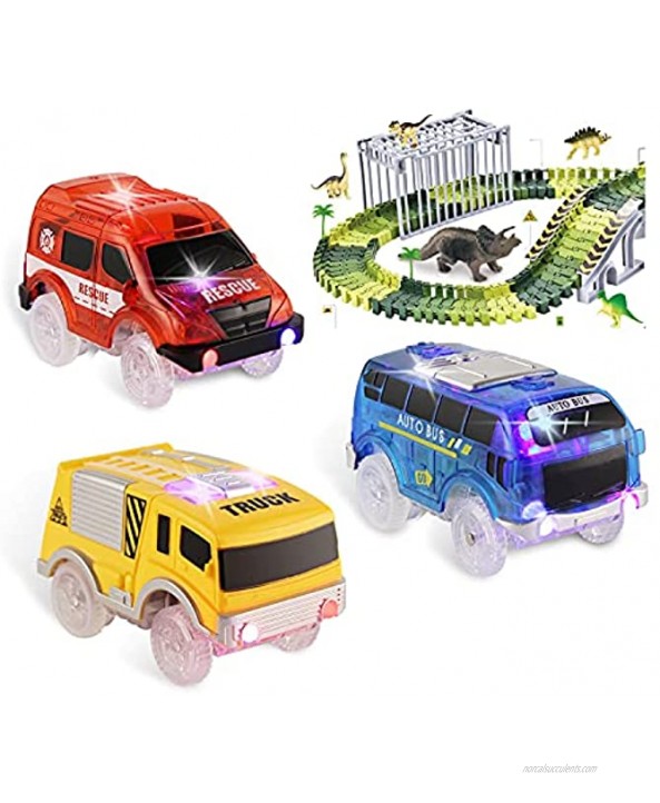 Track Cars Replacement Toy Cars for Most Tracks Glow in The Dark Car Track Accessories with 5 Flashing LED Lights Compatible with Most Tracks for Kids Boys and Girls3pack