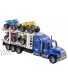 Vokodo Toy Semi Truck Trailer 15" Includes 4 ATVs Friction Carrier Hauler Kids Push And Go Big Rig Auto Transporter Vehicle Semi-Truck Car Pretend Play Perfect Gift For Children Boys Girls Toddlers