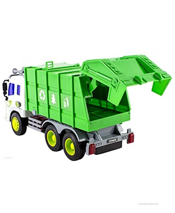 WolVol Friction Powered Garbage Truck Toy With Lights and Sounds For Kids Can Open Back
