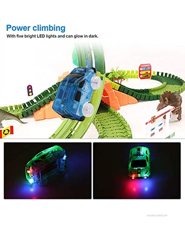ARRAROWN 4 PCS Tracks Cars Replacement Race Cars with 5 Flashing LED Lights Track Accessories Toy Cars Glow in The Dark Compatible with Most Tracks for Kids Boys and Girls