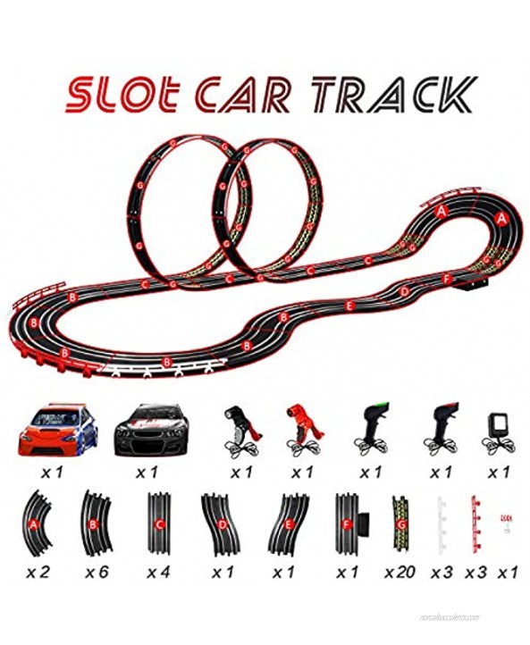 Cusocue High-Speed Electric Powered Super Loop Speedway Slot Car Track Set with Two Cars for Dual Racing Boys Toys for 6 7 8 9 10-16 Years Old Kids Best Gifts