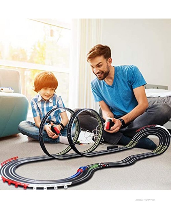 Cusocue High-Speed Electric Powered Super Loop Speedway Slot Car Track Set with Two Cars for Dual Racing Boys Toys for 6 7 8 9 10-16 Years Old Kids Best Gifts