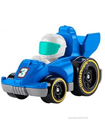 Fisher-Price Little People Wheelies Race Car GMJ21 ~ Blue #3 Grand Prix Racer