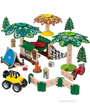 Fisher-Price Wonder Makers Design System Soft Slumber Campground 60+ Piece Building and Wooden Track Play Set for Ages 3 Years & Up