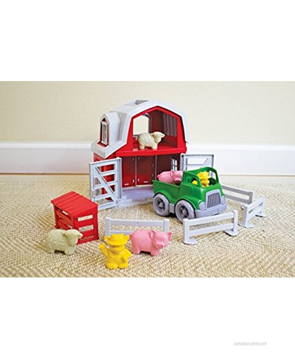 Green Toys Farm Playset 13 Piece Pretend Play Motor Skills Language & Communication Kids Role Play Toy. No BPA phthalates PVC. Dishwasher Safe Recycled Plastic Made in USA.