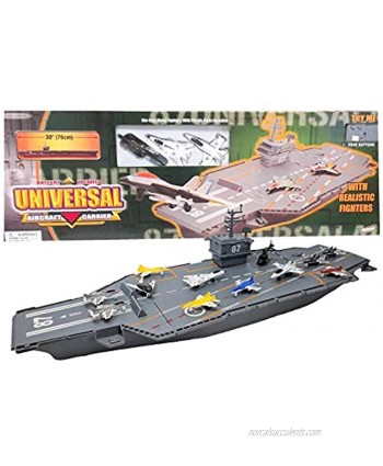 Hunson 30 Inch Aircraft Carrier with Sound Effects and 12 Fighter Jets