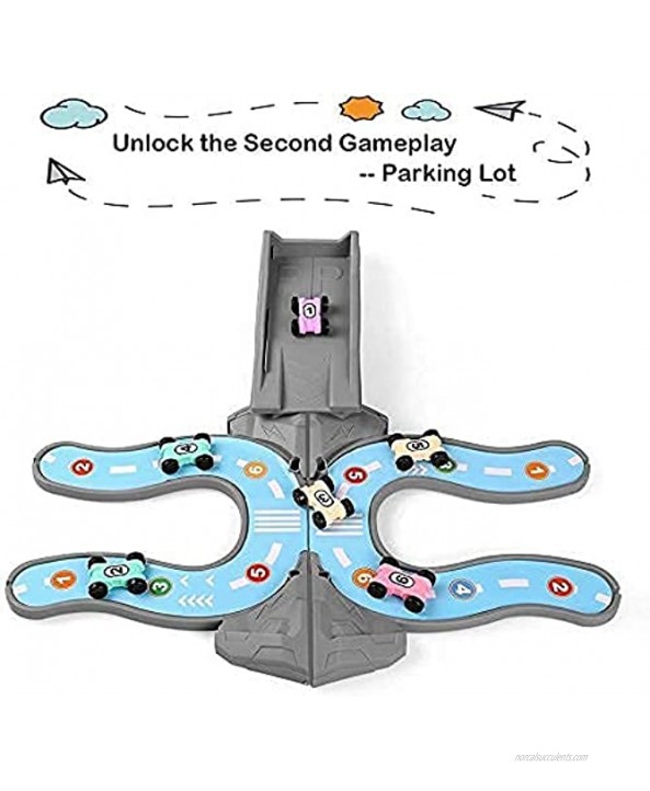 KINGBOT Toddler Toys Car Ramp Race Tracks Playsets with 6 Mini Cars Gliding Track Set with Parking Lot for Boys Girls Toy Gift for 4 5 6 7 8 Years Old Kids