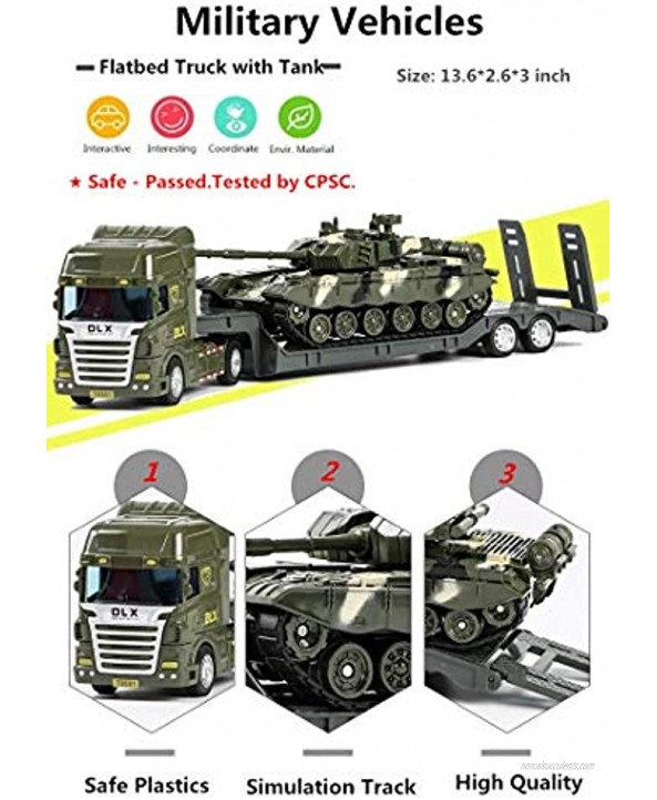 Military Vehicles and Army Battle Site Set with Storage Container 6 Vehicles Scout Tower Missile Truck Tank Flatbed Truck-Tank