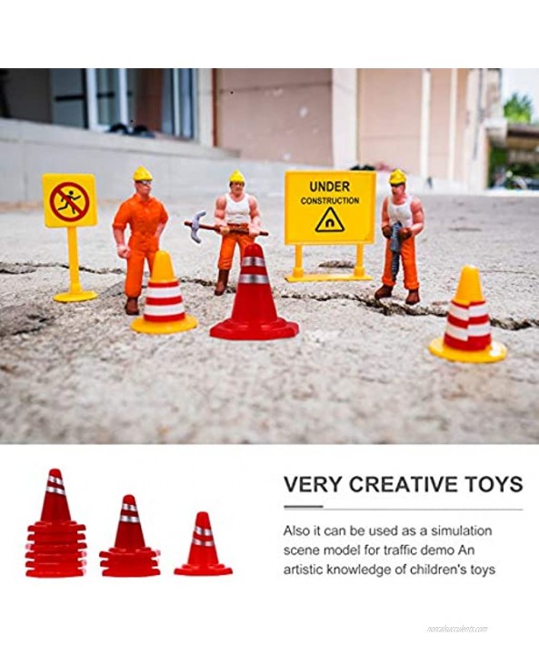 NUOBESTY 10Pcs Mini Plastic Road Cones Traffic Street Signs Playset Toy Traffic Signal Traffic Barriers Early Education Toy for Toddler Baby Children Kids