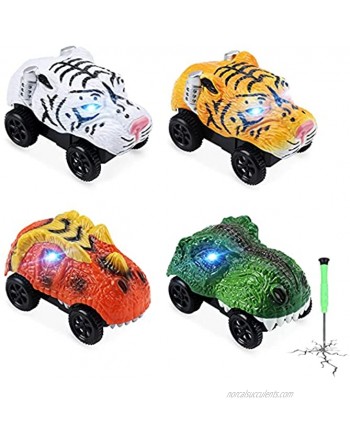 Save Unicorn Tracks Cars only Replacement Magic Car Accessories for Tracks Glow in The Dark Race Carswith 3 Flashing LED Lights Compatible with Most Tracks for Kids Boys and Girls4pack