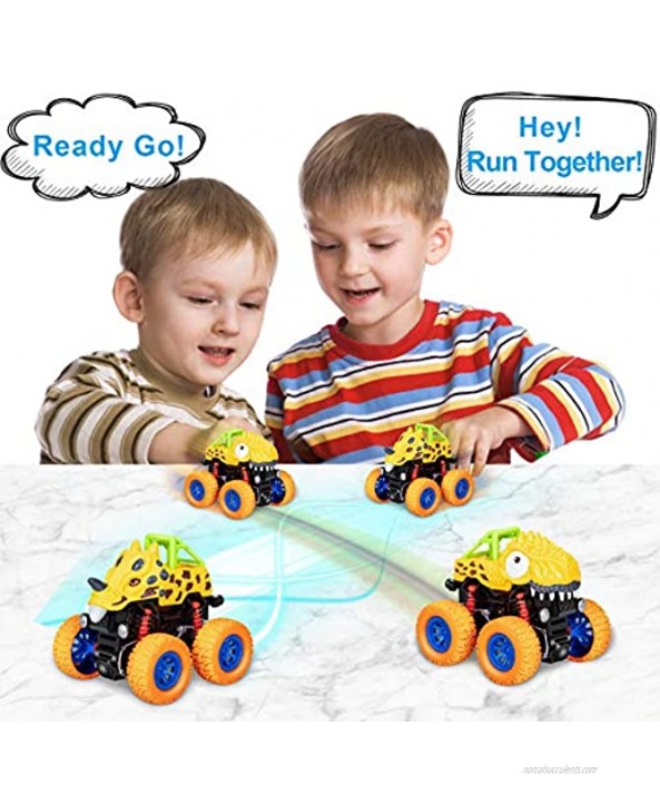SEPHIX Dinosaur Toys Push and Go Double-Direction Running Monster Trucks PlaySets for Kids-Best Gifts 2 Pack