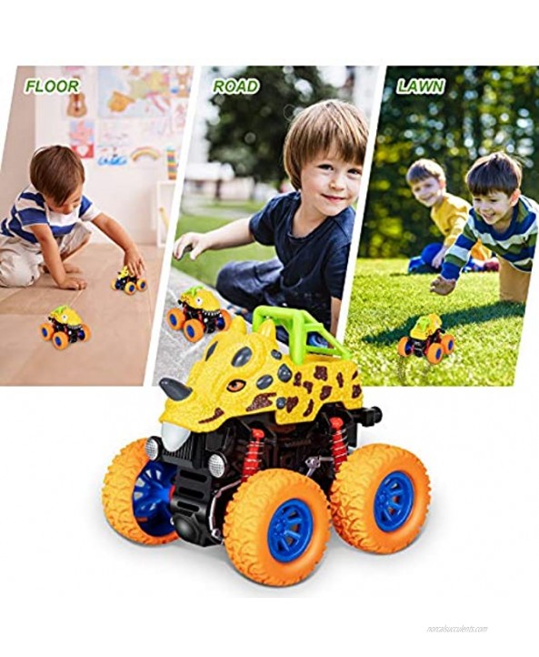 SEPHIX Dinosaur Toys Push and Go Double-Direction Running Monster Trucks PlaySets for Kids-Best Gifts 2 Pack